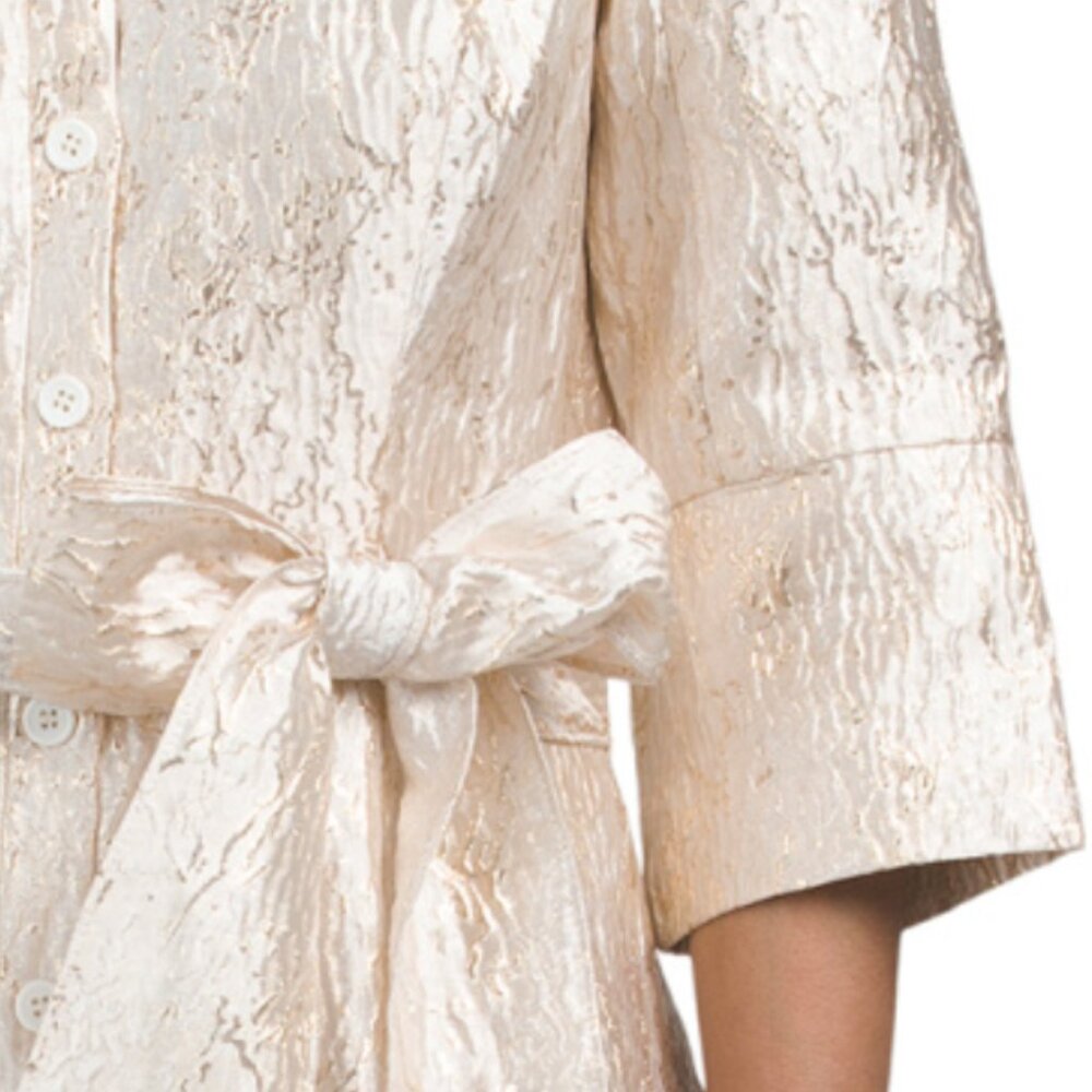 RENE BY RENE RUIZ Long Sleeve Tea-length Jacquard Shirt Gown - Picture 4 of 5